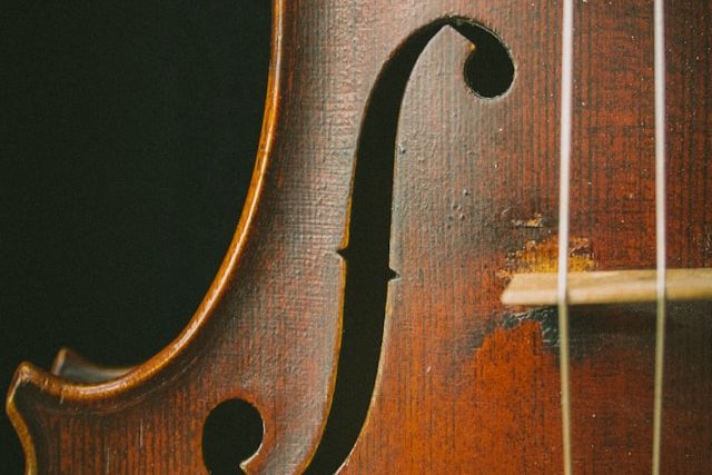 Close up of a violin f hole